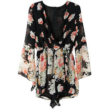 Load image into Gallery viewer, Floral print bell sleeves romper - Purple Eggshells!