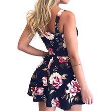 Load image into Gallery viewer, Printed summer beach front tie knot romper - Purple Eggshells!