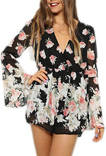 Load image into Gallery viewer, Floral print bell sleeves romper
