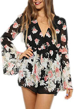 Load image into Gallery viewer, Floral print bell sleeves romper - Purple Eggshells!
