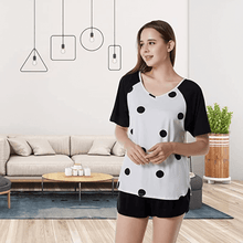 Load image into Gallery viewer, Tee top and shorts pajama set - Purple Eggshells!