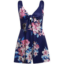 Load image into Gallery viewer, Printed summer beach front tie knot romper - Purple Eggshells!