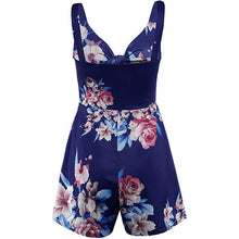 Load image into Gallery viewer, Printed summer beach front tie knot romper - Purple Eggshells!