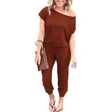 Load image into Gallery viewer, Sexy black asymmetrical neck bodycon jumpsuit - Purple Eggshells!