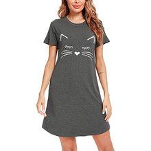 Load image into Gallery viewer, Front zip patched printed sleep dress - Purple Eggshells!