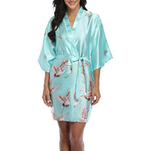 Load image into Gallery viewer, Japanese style belted satin kimono sleep robe - Purple Eggshells!