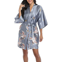 Load image into Gallery viewer, Japanese style belted satin kimono sleep robe - Purple Eggshells!