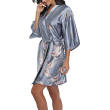 Load image into Gallery viewer, Japanese style belted satin kimono sleep robe - Purple Eggshells!