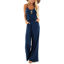 Load image into Gallery viewer, Solid spaghetti strap pocket wide-leg jumpsuit - Purple Eggshells!
