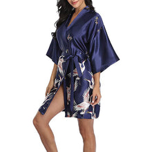 Load image into Gallery viewer, Japanese style belted satin kimono sleep robe
