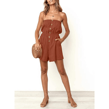 Load image into Gallery viewer, Solid tall frill trim button-down pocket tube romper - Purple Eggshells!