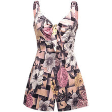 Load image into Gallery viewer, Printed summer beach front tie knot romper - Purple Eggshells!