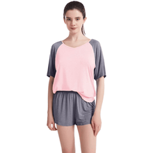 Load image into Gallery viewer, Tee top and shorts pajama set - Purple Eggshells!