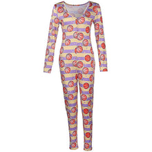Load image into Gallery viewer, Plunging neck belted all over the print jumpsuit - Purple Eggshells!