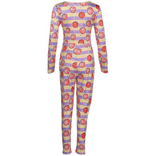Load image into Gallery viewer, Plunging neck belted all over the print jumpsuit - Purple Eggshells!