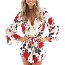Load image into Gallery viewer, All over floral waist belted romper - Purple Eggshells!