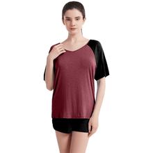 Load image into Gallery viewer, Tee top and shorts pajama set - Purple Eggshells!