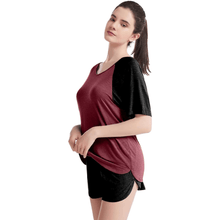 Load image into Gallery viewer, Tee top and shorts pajama set - Purple Eggshells!