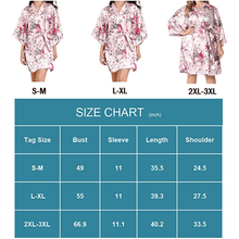 Load image into Gallery viewer, Floral print belted satin kimono sleep robe
