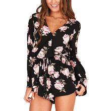 Load image into Gallery viewer, All over floral waist belted romper - Purple Eggshells!
