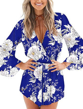 Load image into Gallery viewer, All over floral waist belted romper - Purple Eggshells!