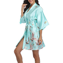 Load image into Gallery viewer, Japanese style belted satin kimono sleep robe