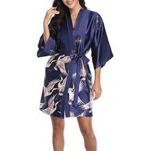 Load image into Gallery viewer, Japanese style belted satin kimono sleep robe