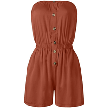 Load image into Gallery viewer, Solid tall frill trim button-down pocket tube romper
