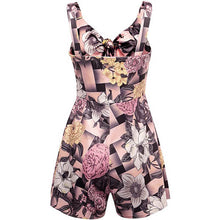 Load image into Gallery viewer, Printed summer beach front tie knot romper
