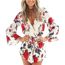 Load image into Gallery viewer, All over floral waist belted romper