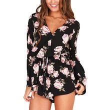 Load image into Gallery viewer, All over floral waist belted romper