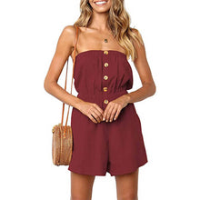 Load image into Gallery viewer, Solid tall frill trim button-down pocket tube romper
