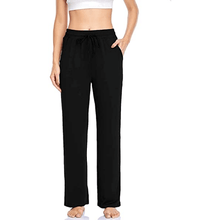 Load image into Gallery viewer, Drawstring waisted wide leg pants with pockets